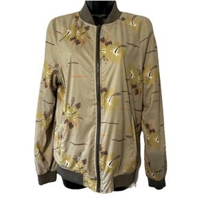 ZARA MAN Earth Tone Floral Bomber Flight Type Light Coat Jacket Size M Medium
